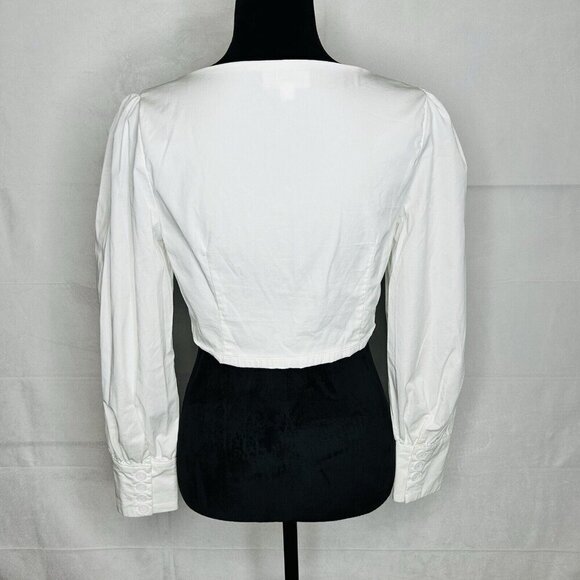 Mable White Front Clasp Long Sleeve Crop Top Sz M Stretch Corset - Picture 8 of 11